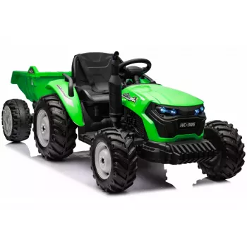 LEAN CARS HC-306 Battery Operated Tractor With Trailer Light Green 24V