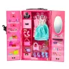 LEAN TOYS Doll with Wardrobe Accessories Pink Clothes Fashion Dress Up Set