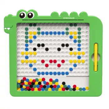 LEAN TOYS Magnetic Board Puzzle Mosaic Dinosaur Green Cards 20 Designs