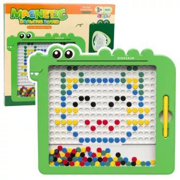 LEAN TOYS Magnetic Board Puzzle Mosaic Dinosaur Green Cards 20 Designs