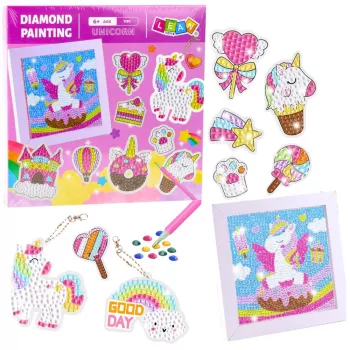 LEAN TOYS Creative Set Diamond Mosaic Keychains Unicorns Colorful