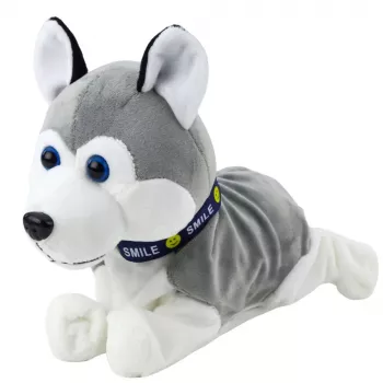 LEAN TOYS Battery-Powered Interactive Husky Plush Dog Moves Makes Sounds