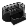 LEAN Metal Office Supplies Organizer Container with Drawer, Black