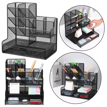 LEAN Office Supplies Organizer Container Metal Black