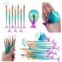 LEAN Mermaid Tail Makeup Brush Set Purple-Green 8pcs