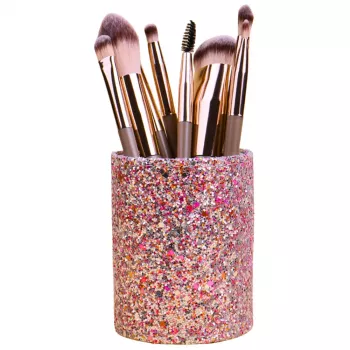 LEAN Container Cup For Brushes And Accessories Glitter Pink