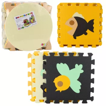 LEAN TOYS Soft Puzzle Educational Mat EVA Foam Animals Brown 16 pcs.
