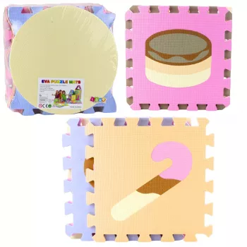 LEAN TOYS Soft Puzzle Educational Mat EVA Foam Pastel Animals 16 pcs.