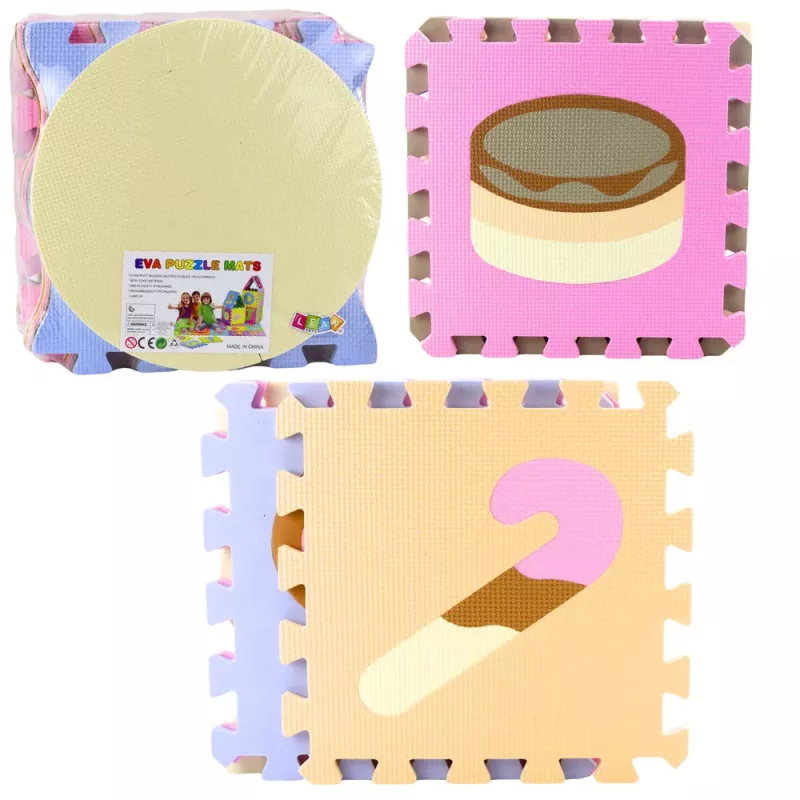 LEAN TOYS Soft Puzzle Educational Mat EVA Foam Pastel Animals 16 pcs.