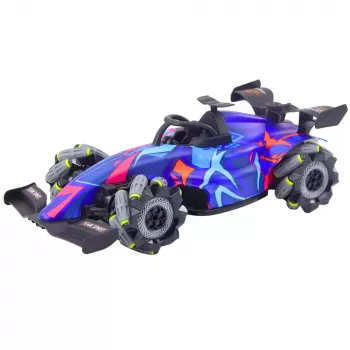 LEAN TOYS RC Remote Controlled Racer 1:10 Lights Sounds Water Steam Blue