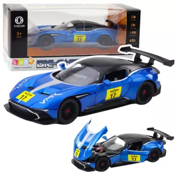 LEAN TOYS Metal Sports Car Lights Sounds Drive Blue 1:22