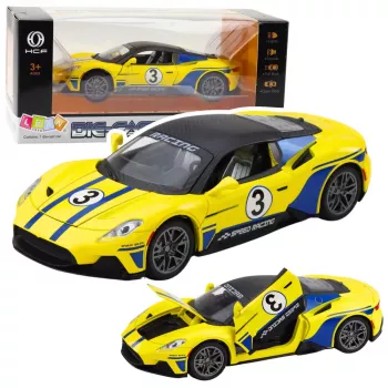 LEAN TOYS Metal Sports Car Lights Sounds Drive Yellow 1:22
