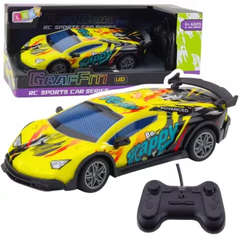 LEAN TOYS RC Remote Control Sports Car LED Lights Yellow 1:22
