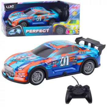 LEAN TOYS Remote Controlled Racing Car with Light-Up Case Orange and Turquoise