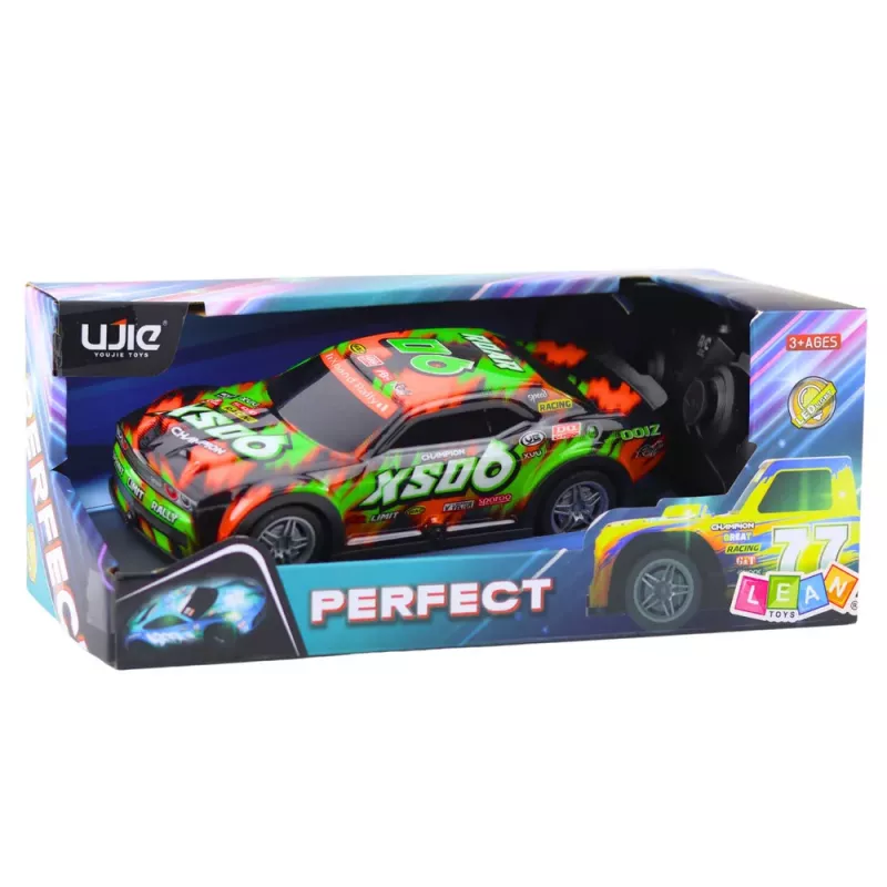 LEAN TOYS Remote Controlled Racing Car with Light-Up Body Orange and Green