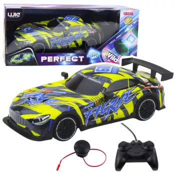 LEAN TOYS RC Racing Car with Illuminated Body Yellow