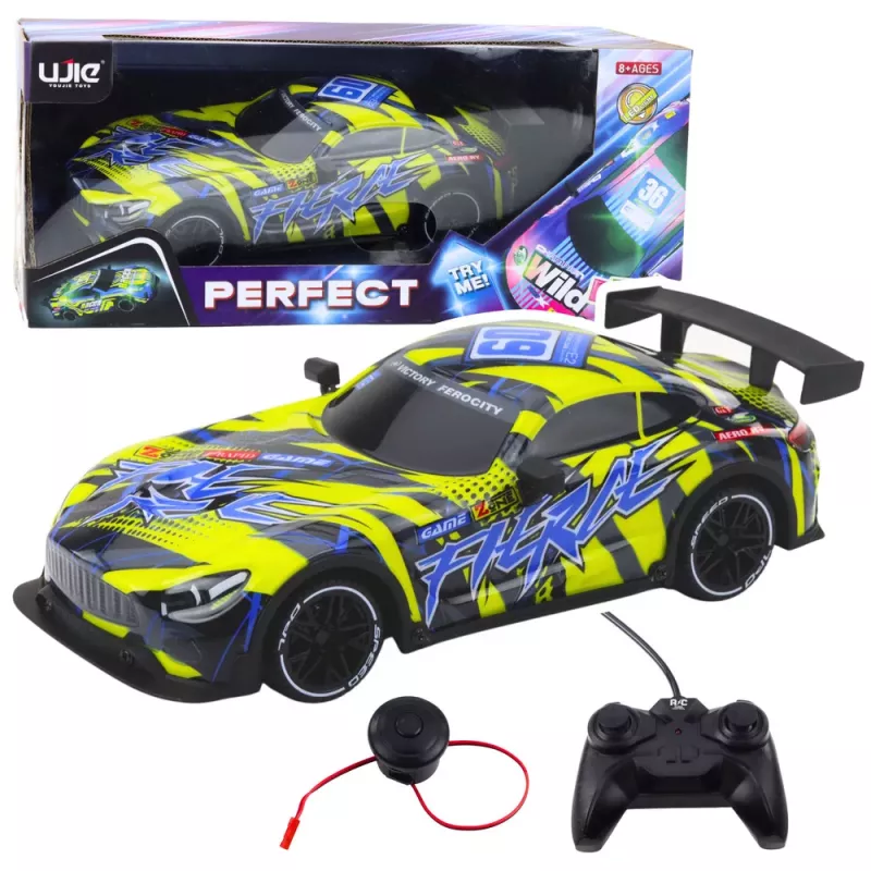 LEAN TOYS RC Racing Car with Illuminated Body Yellow