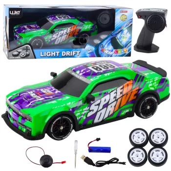 LEAN TOYS RC Remote Control Sports Car Illuminated Drift Body Green