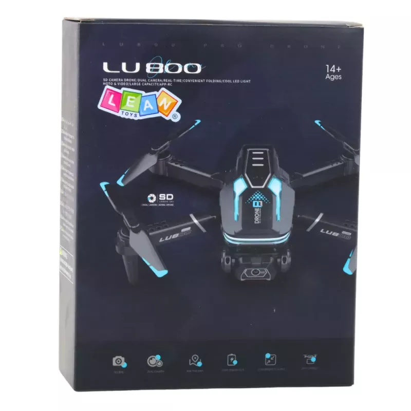 LEAN TOYS Remote Controlled Drone LU800 Camera LED Lights Orange