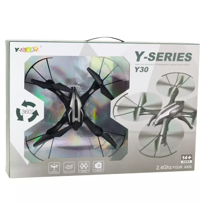 LEAN TOYS Y30 Ar tālvadību vadāms dronis ar LED gaismām, 6 asu žiroskops, 360° rotācija, 2.4GHz 4 kanālu kvadrokopteris