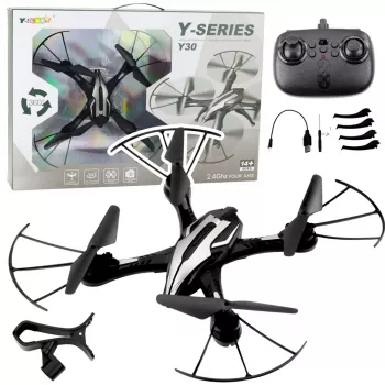 LEAN TOYS Y30 Ar tālvadību vadāms dronis ar LED gaismām, 6 asu žiroskops, 360° rotācija, 2.4GHz 4 kanālu kvadrokopteris