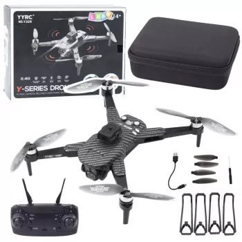 LEAN TOYS Drone Y329 HD Camera WiFi FPV Quadcopter with LED Lights, App Control, Black Carbon