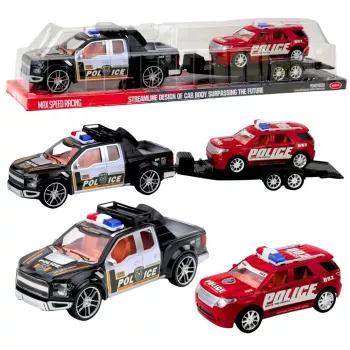 LEAN TOYS Off-Road Police Car Set with Tow Truck and Patrol Car