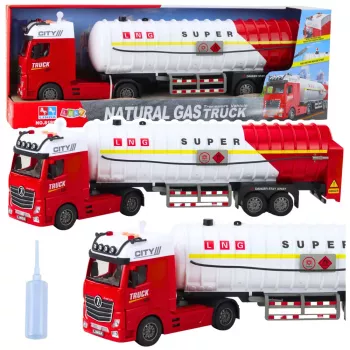 LEAN TOYS Tanker Truck Pumping Water Lights Sounds White and Red