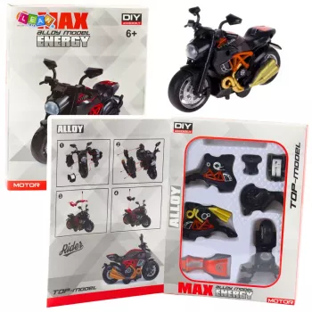 LEAN TOYS Motocikls Saliekams Skrūvējams Metāla 1:14 DIY Melns un Oranžs