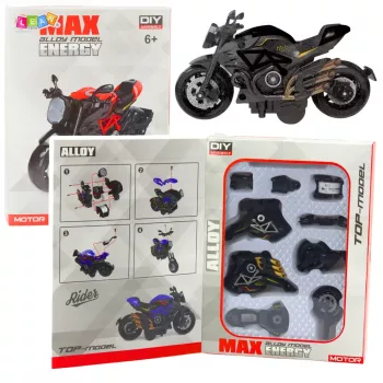 LEAN TOYS Motorcycle To Assemble Screw Metal 1:14 DIY Gold Elements Black