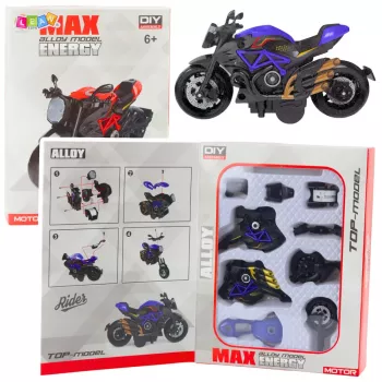 LEAN TOYS Motocikla Konstruktors Skrūvējams Metāls 1:14 DIY Melns un Zils