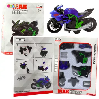 LEAN TOYS Motorcycle to Assemble Screw Metal 1:14 DIY Green-Blue