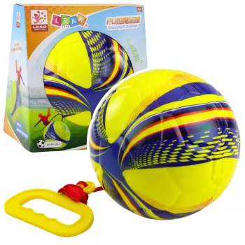 LEAN TOYS Foam Ball on a String with a Pull Handle Yellow 14cm