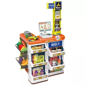 LEAN TOYS Shop Set Cash Register, Trolley, Scanner, Supermarket, Kids Shop