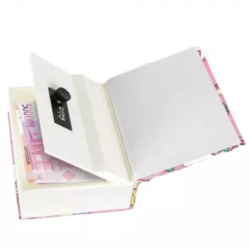 LEAN TOYS Hidden Book Piggy Bank Safe Code Unicorn Pink