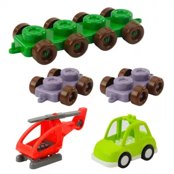 LEAN TOYS Izglītojošie konstruktora klucīši somā Dinozauri Cipari Burti 91 gab.