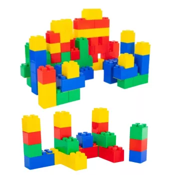 LEAN TOYS Lielo konstrukcijas bloku komplekts maisā, Krāsaini, 28.5x9x9 cm, 20 gab.