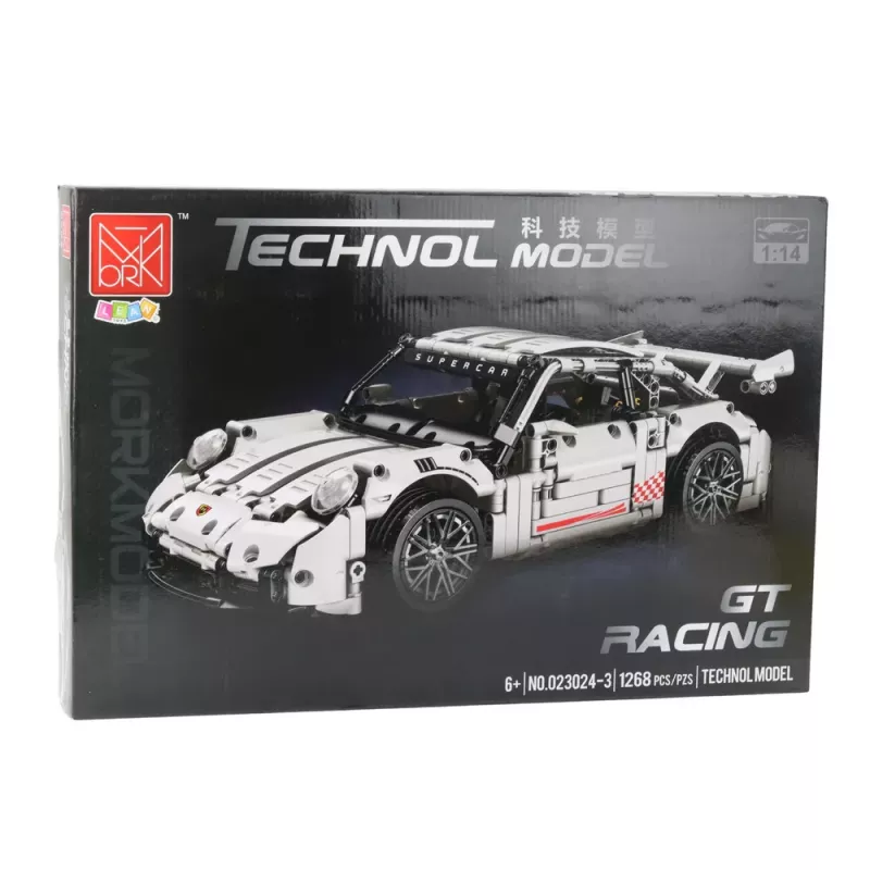 LEAN TOYS Building Blocks GT Racing Car White 1:14 1268 pcs.
