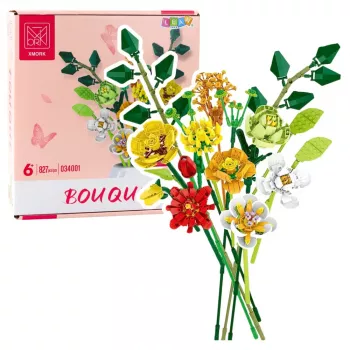LEAN TOYS Construction Blocks Decorative Bouquet of Colorful Flowers 827 pcs.