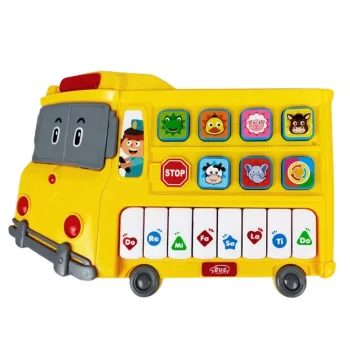 LEAN TOYS Electric Piano Educational For Toddlers Yellow Bus