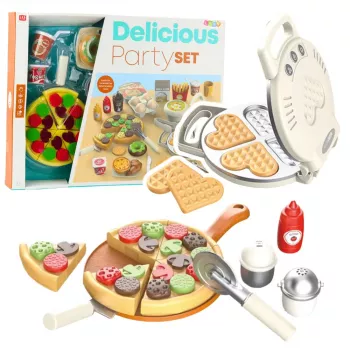 LEAN TOYS Pizza Waffle Set with Add-ons Kitchen Accessories for Kids