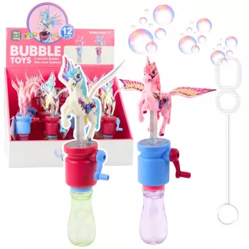 LEAN TOYS Soap Bubbles Unicorn Moving Wings Crank 23cm Mix