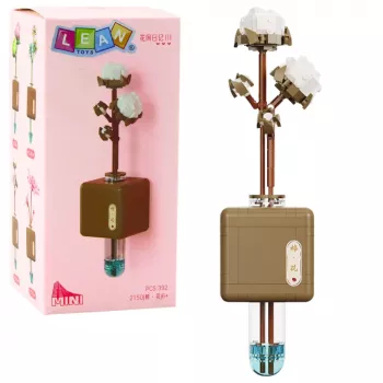 LEAN TOYS Konstruktīvie bloki Kokvilnas ziedu zars vārglāzē 392 gab.