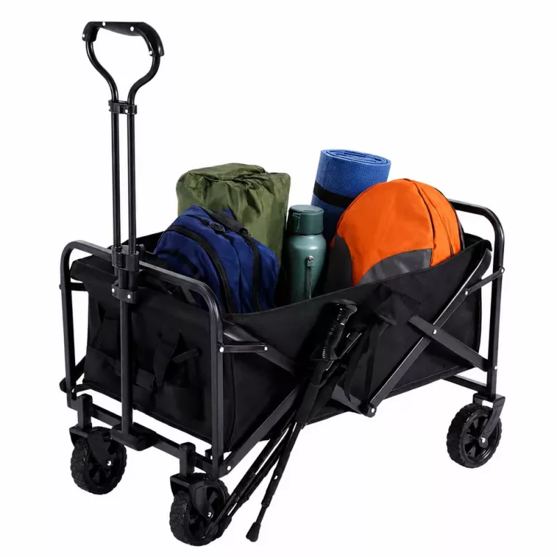 LEAN Salokāms Dārza/Pludmales Transporta Ratiņš Melns 120L