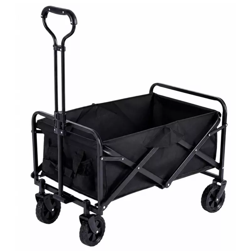 LEAN Salokāms Dārza/Pludmales Transporta Ratiņš Melns 120L