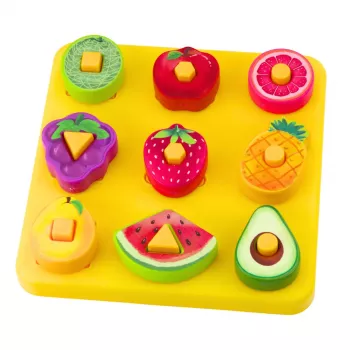 LEAN TOYS Izglītojoša Puzle Bērniem Ģeometriski Augļi Ieliktnis