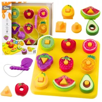 LEAN TOYS Izglītojoša Puzle Bērniem Ģeometriski Augļi Ieliktnis