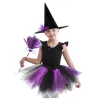 LEAN TOYS Witch Costume Hat Skirt Broom Purple and Black Costume