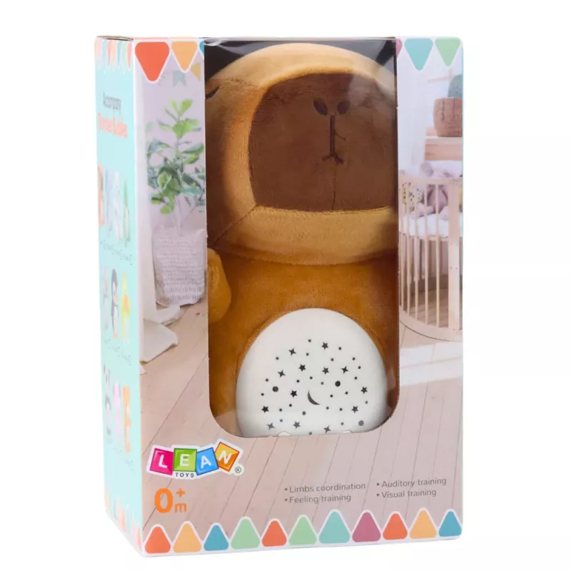 LEAN TOYS Plush Capybara Toy with Star Projector and Lullabies, Brown
