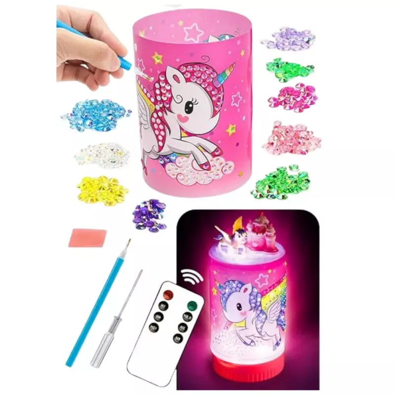 LEAN TOYS Creative Kit Unicorn in a Jar Diamonds Night Lamp Remote Control DIY